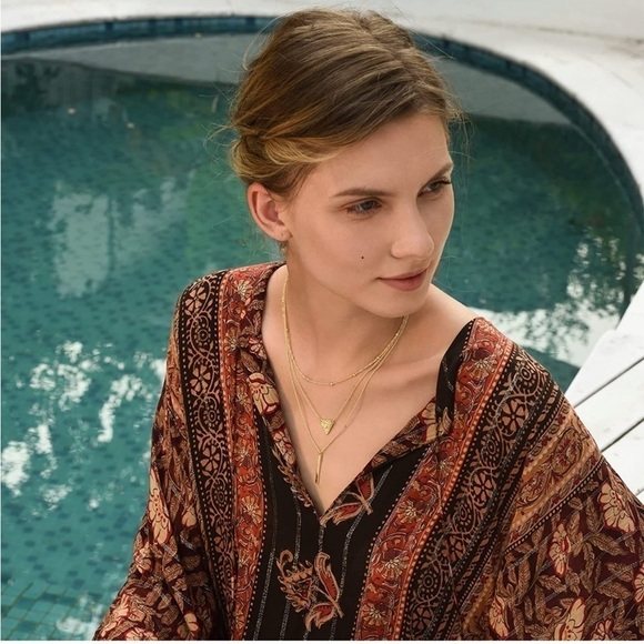 GOLD 14k Gold Plated 3pc Triangle Bar Necklace - Picture 3 of 4